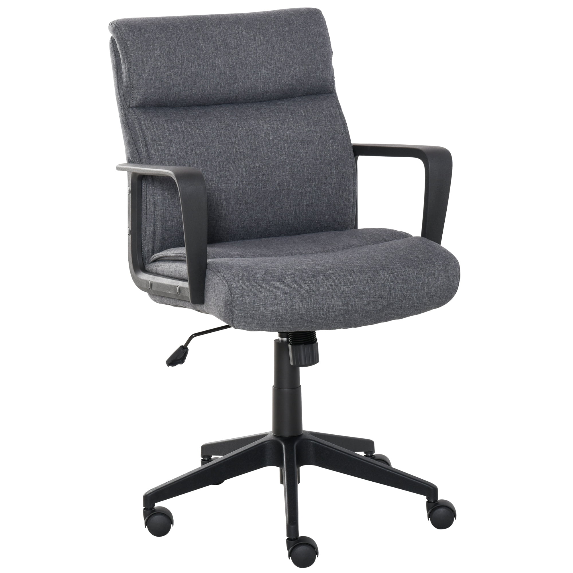 Vinsetto Mid Back Linen Fabric Task Office Chair with Ergonomic Line