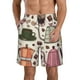 thumbnail image 1 of Balery Vintage Coffee Traje de Baño Estilo Hawaiano para Hombre, Shorts de Secado Rápido con Bolsillos-Small, 1 of 6