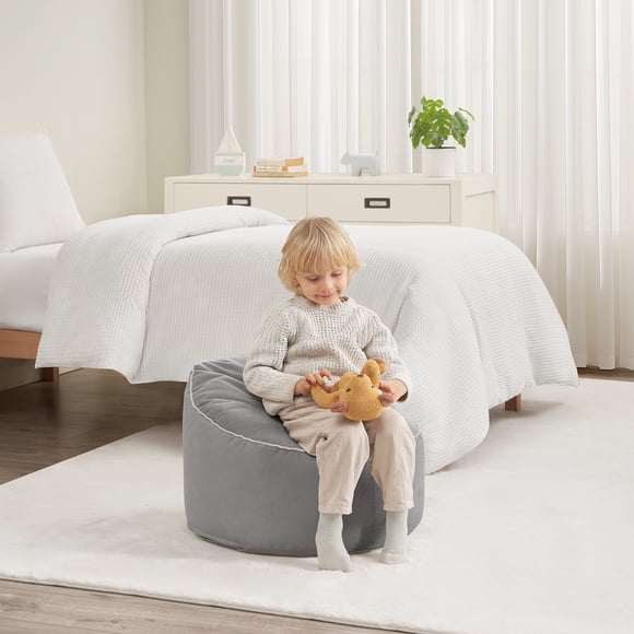 Lounge & Co Grey Micromink Drum Bean Bag Cover, 1 bean bag cover