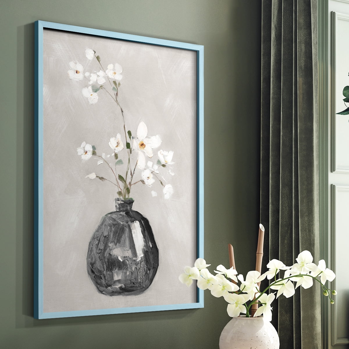 Cottage Spring II Framed Print in Blue Solid Wood Framed Print No Nail Hanging