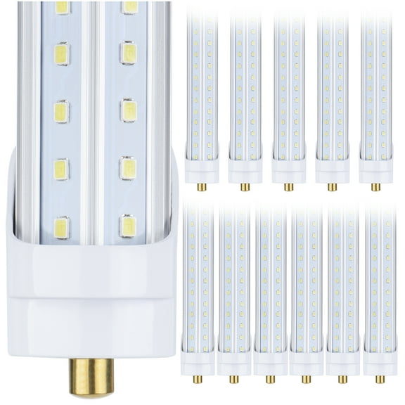 12 PCS 100W 8ft Led Bulbs, 15000lm 6000k 8' Led Bulb, V Shaped Clear Cover T8 Led Tube Lights 8ft, T8 Led Bulbs 8 Foot, 8' Led Replacement for T8 T10 T12 F96t12 Fluorescent Tubes