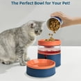 thumbnail image 3 of Cat Water Dispenser Food Feeder, 2 in 1 Automatic Pet Water Dish & Self Feeding Bowl, 1L Drinker Bottle for Cat Dog Puppy Kitten, Blue Orange, 3 of 9