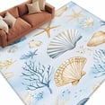 thumbnail image 2 of 5'x8' Area Rugs, Coastal Indoor Outdoor Area Rug for Living Room Bedroom, Summer Nautical Beach Shell Starfish Coral Washable Bathroom Rugs Kitchen Floor Carpet Mats Home Decor Aesthetic, 2 of 8