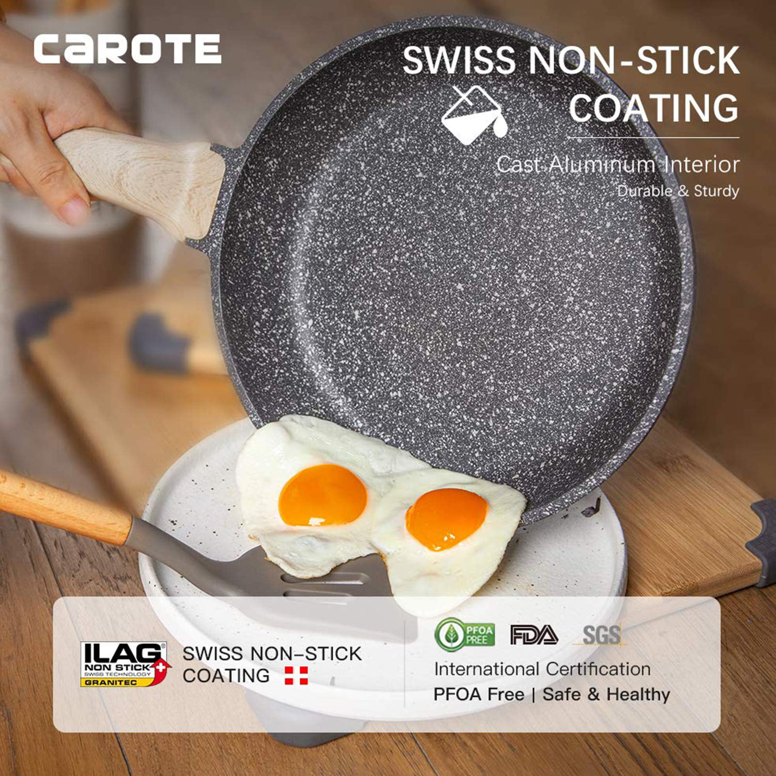 Carote 8 Inch Nonstick Skillet Frying Pan Egg Pan Omelet Pan Nonstick Cookware