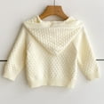 thumbnail image 5 of Likimi Newborn Toddler baby Girls Cardigan Solid Color Hooded Long Sleeve Sweater Casual Relaxed Soft Fall Winter Sweatshirt Size 12-18 Months White, 5 of 7