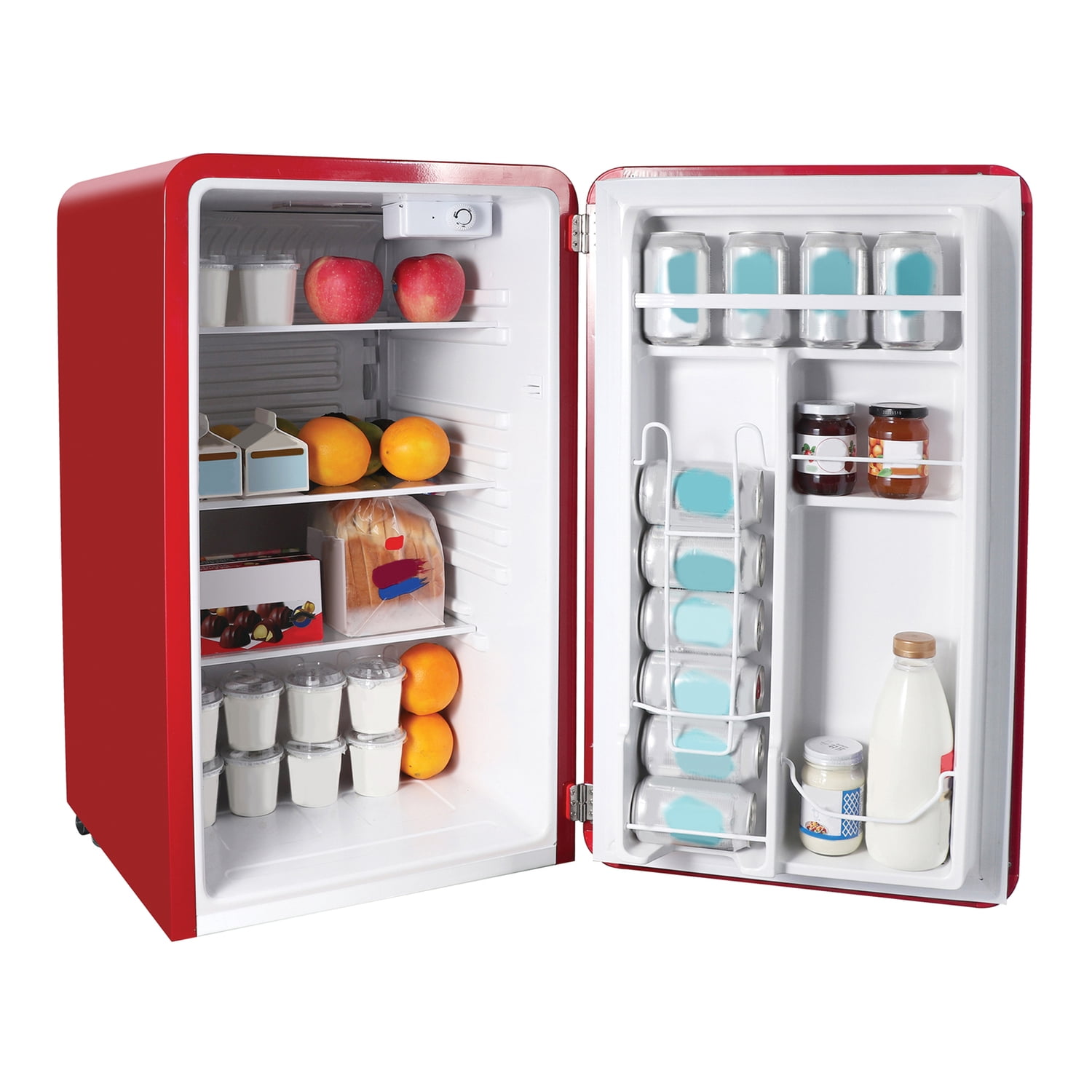 Magic Chef 0.7-cu. ft. 700-Watt Retro Countertop Microwave and 3.2-cu. ft. Energy-Star Certified Retro Mini Fridge Kit, Red