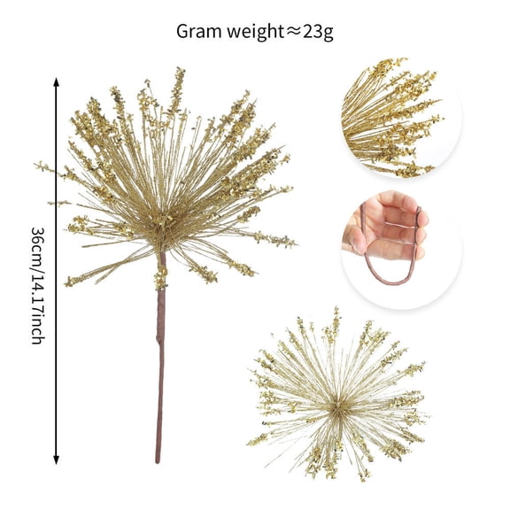 Faux Gold Christmas Branch Ornaments for Christmas Tree Decoration Sequin Tassel Floral Arrangement Christmas Gold Glitter Wheat Ear Ornament