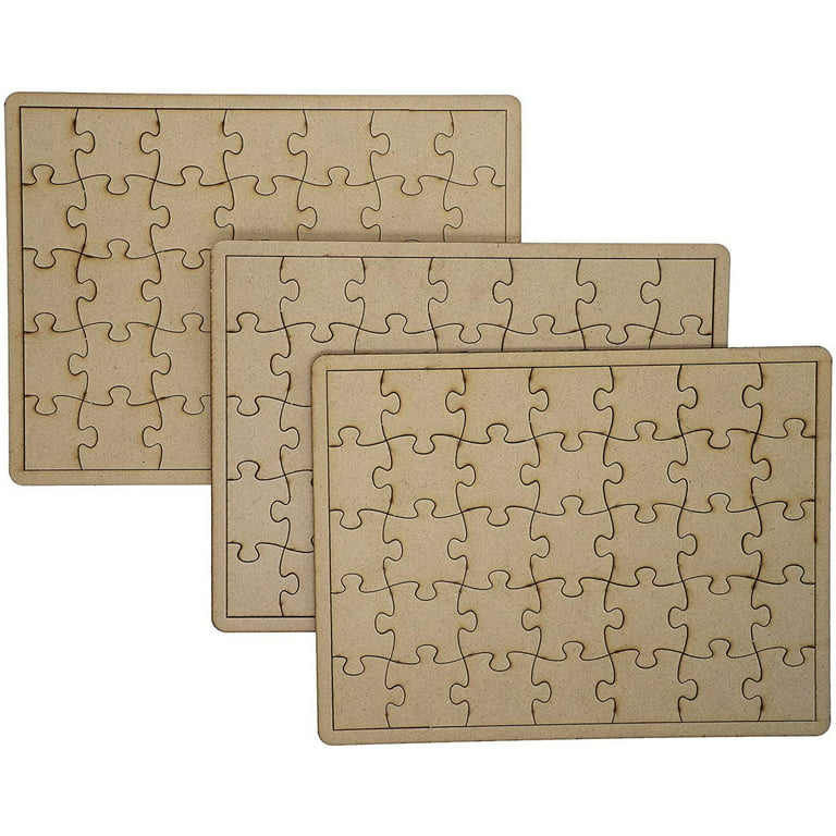 3 Pack Blank Jigsaw Puzzles Wooden Canvas to Draw On Bulk – Make Your Own  10 x 7 Inch for DIY Arts and Crafts, 35 Pieces Each 