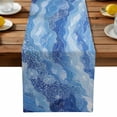 thumbnail image 2 of Burlap Table Runner 70 Inches Long, Abstract Watercolor Ocean Wave Non-Slip Kitchen Table Runners for Dining Room Everyday Use Party Table Decorations Blue Marine Coral Texture, 2 of 9