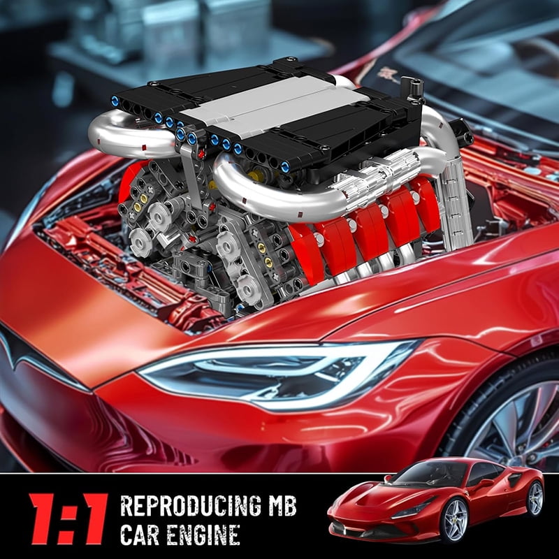 SNOWEAGLE V8 Engine Building Blocks Sets, V8 Engine Model kit That Run, Build Your Own STEM Model Engine, Physical Science Experiment Model, Best STEM Toy Gifts for Kids/Adult(1169+PCS)