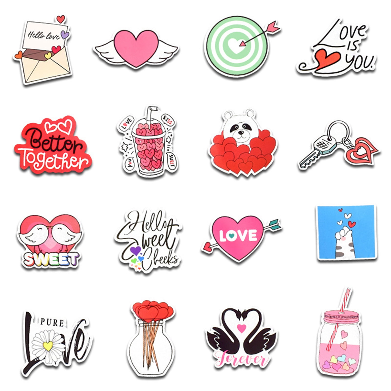 Waterproof Pvc Guka Diy Material Lovely Heart Stickers For Scrapbooking  With Adhesive Backing