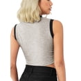 thumbnail image 3 of Lovito Casual Plain Contrast Binding Round Neck Letter Print Tank Top, 3 of 5
