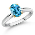 thumbnail image 2 of Gem Stone King 10K White and Yellow Gold Swiss Blue Topaz Solitaire Engagement Ring for Women (1.50 Cttw, Oval 8X6MM, Gemstone November Birthstone, Available in Size 5, 6, 7, 8, 9), 2 of 4