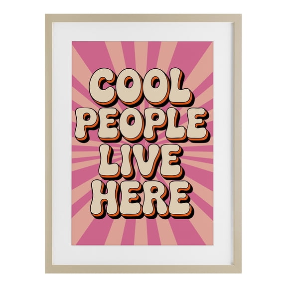Stupell Industries Groovy Cool People Live Here Birch Framed Print Under Glass, design by Andreas Magnusson