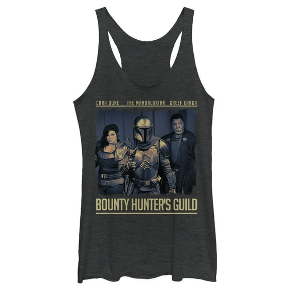 Women's Star Wars: The Mandalorian Bounty Hunter's Guild Racerback Tank Top Black Heather Small
