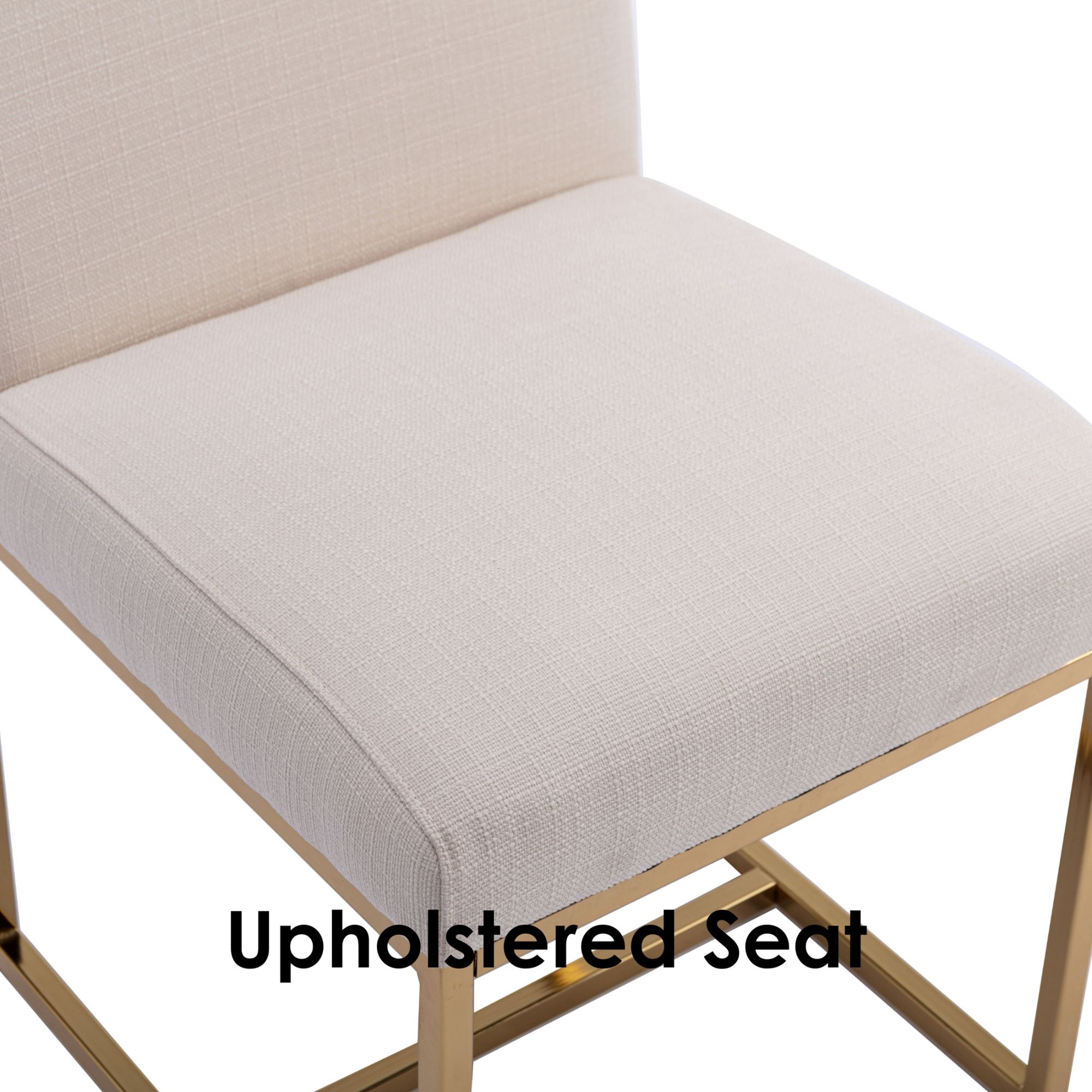 Dayalane Mid Century Modern Dining Chairs Set of 4, Beige Linen Upholstered Kitchen & Dining Room Chairs with Gold Metal Frame, Armless Side Chairs for Living Room