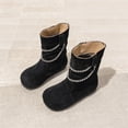 thumbnail image 4 of Girls Winter Boots Kids Snow Shoes Faux Suede Upper Fleece Lined Mid Calf Boot Pull-On Non Slip Outsole for Cold Outdoor Daily Wear, 4 of 9