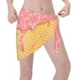 thumbnail image 3 of Geaub Pink Ice Cream Women's Short Wrap Skirt, Beach Sun Protection Shawl, Swimsuit Bra, Swimwear Tunic, 3 of 7