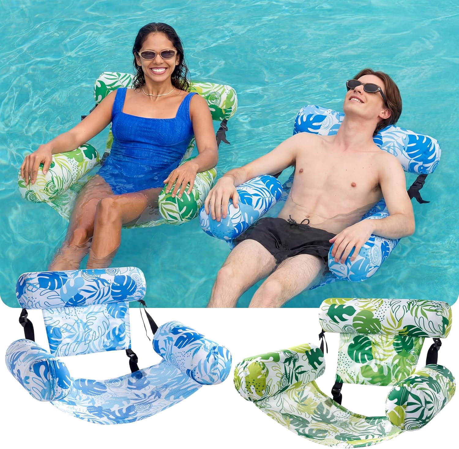 Inflatable Pool Floats Adult,2 Packs Floating Lounge Chairs,Blow up Pool Noodles for Adult Heavy Duty,Floating Chair for Party Summer Water Beach Lake Fun