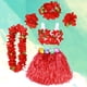 thumbnail image 2 of BRIGHTFUFU 6Pcs Hawaii Tropical Hula Grass Dance Falda Niños Flor Leis Pulseras Diadema Collar Sujetador Conjunto 40cm (Falda roja), 2 of 7