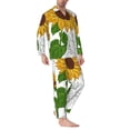thumbnail image 2 of Naloa Plump Sunflower And Sketch Men’s Pajamas Set - Long Sleeve Button Down Sleep Shirt and Pajama Bottoms Sleepwear Set-, 2 of 7