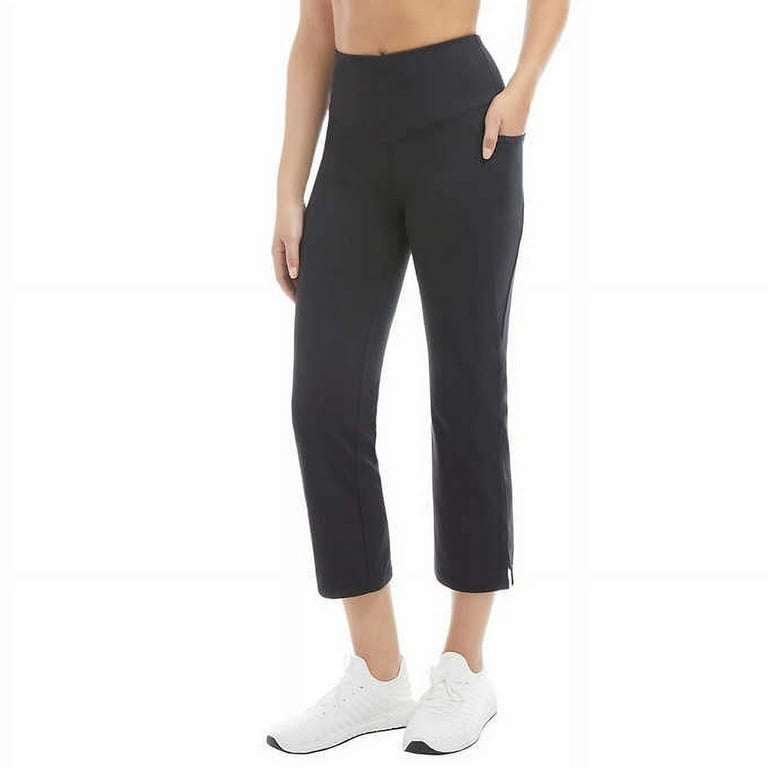 Jockey Ladies' Cropped Slit Flare Activewear Yoga Pants, Black Large 