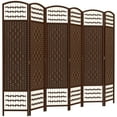 thumbnail image 1 of HOMCOM 5.6ft Folding Room Divider, Freestanding Privacy Screen, Brown, 1 of 10