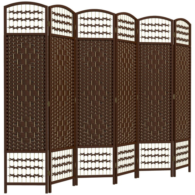 HOMCOM 5.6ft Folding Room Divider, Freestanding Privacy Screen, Brown