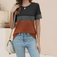 thumbnail image 7 of AHABREXF Womens Striped Color Block T Shirts Fashion Casual Summer Short Sleeve Tee Tops Basic Crew Neck Tee Shirts, Size S-2XL, 7 of 7