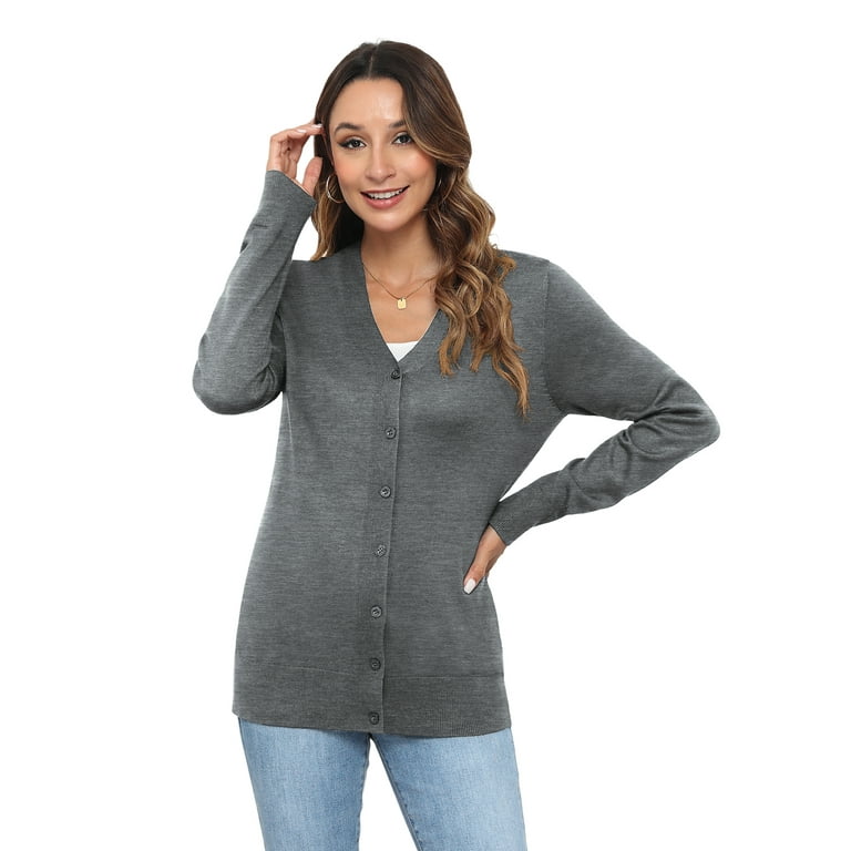 Uvplove Women Long Sleeve Soft Basic Knit Cardigan Sweater Uvplove Women Long Sleeve Soft Basic Knit Cardigan Sweater
