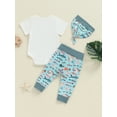 thumbnail image 4 of Bagilaanoe 3pcs Newborn Baby Boy Pants Set Letter Print Short Sleeve Romper Tops + Leggings + Hat 3M 6M 12M Infant Casual Clothes, 4 of 7