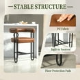 thumbnail image 2 of POWANLI PU Leather Bar Stools (Set of 1), Modern Upholstered Bar Chair with Back & Footrest, Black Metal Frames, for Bar Kitchen Island Restaurant Bistro , Club (Light Brown), 2 of 13