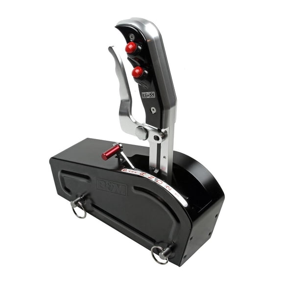 B&M Auto Trans Shifter 81104 Pro Stick; pour Utilisation avec GM TH400/350/250/200/700R4/4L60/4L60E/4L65E/4L80E avec Interrupteur PRNDL; Shifter à Grille; Prise Magnétique Bicolore à Double Bouton