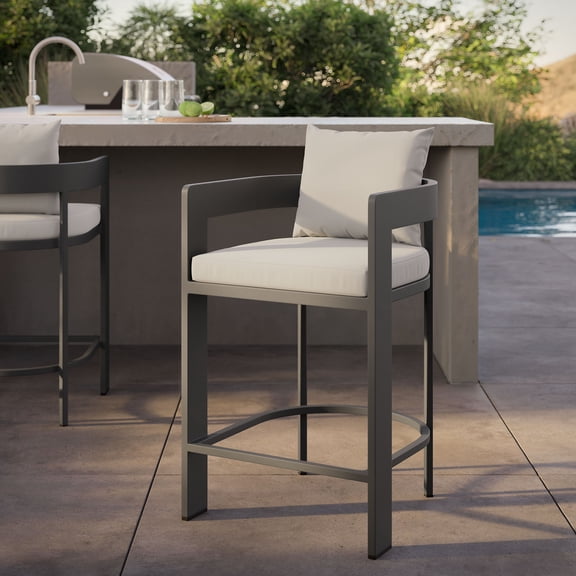 Modway Tahoe Outdoor Patio Aluminum Counter Stool in White