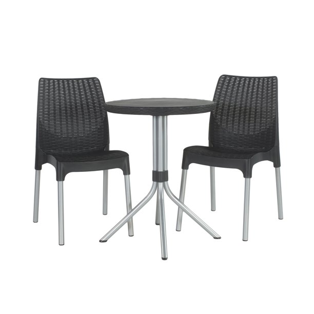 Chelsea 3Piece Resin Outdoor Bistro Set, Grey