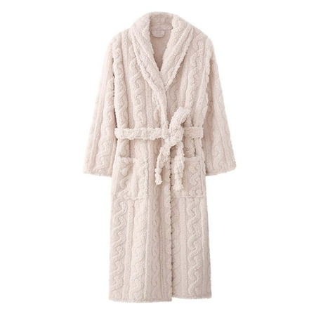 

Women s Fashion Robe Bathrobe Lengthening Keep Warm Lapel Hooded Pocket Long Sleeve nursing pajamas Beige L