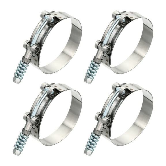 Uxcell T-Bolt Hose Clamps with Spring, 4 Pack 304 Stainless Steel Adjustable Worm Hose Clamp for 3" Hose ID