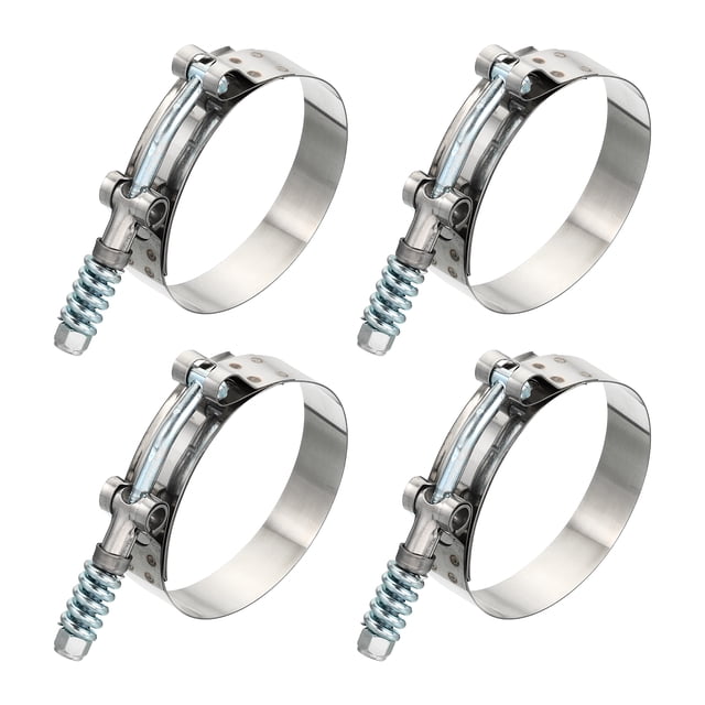 Abrazaderas de manguera T-Bolt de Uxcell con resorte, paquete de 4, abrazadera de manguera ajustable de acero inoxidable 304 para manguera de 3" ID