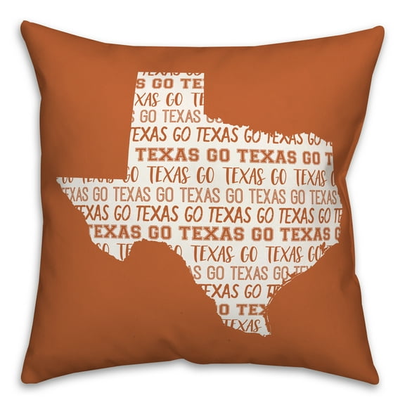 Creative Products Orange Texas Go Team 16 x 16 Spun Poly Pillow