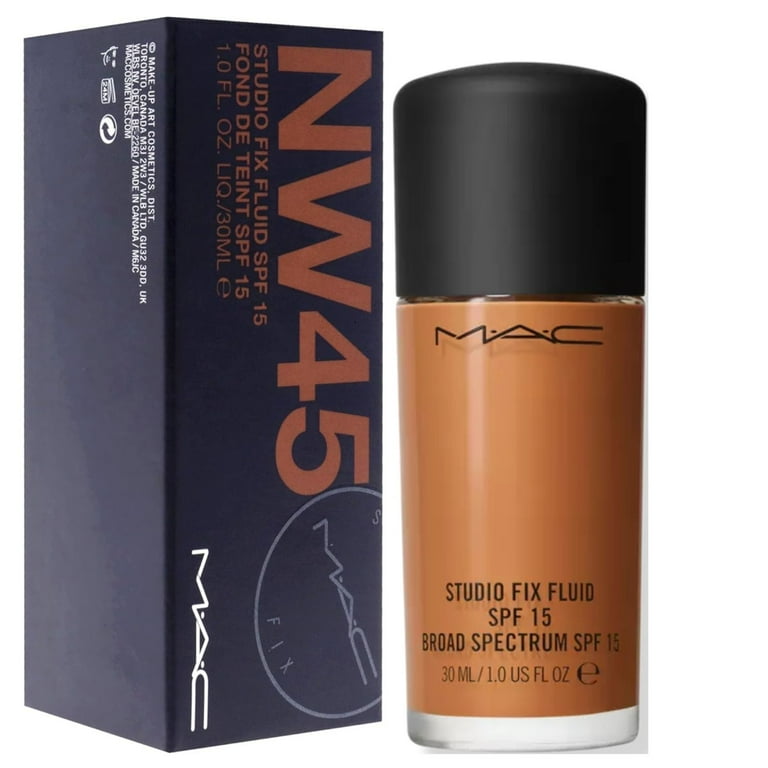 MAC Longwear Makeup Studio Fix Fluid SPF 15 NW45 Foundation 1 oz