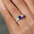thumbnail image 4 of Gem Stone King 925 Sterling Silver 3-Stone Ring Oval Created Sapphire Moissanite (2.12 Cttw), 4 of 6