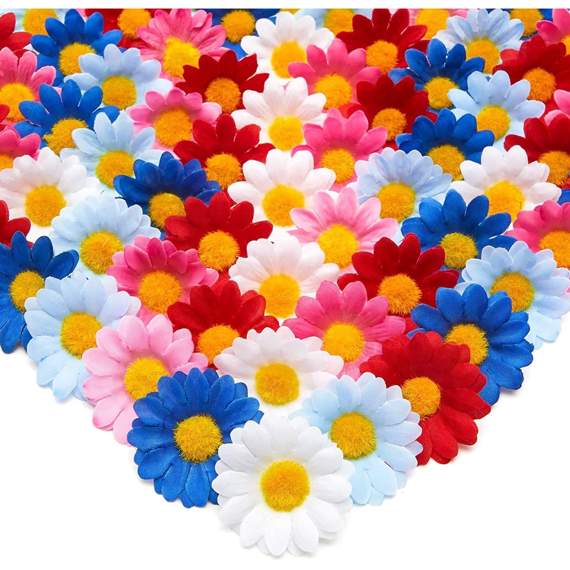 100pcs 1.6" Artificial Daisy Flower Heads Silk Flower Heads for Baby