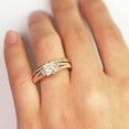thumbnail image 5 of JeenMata Stunning 1.75 ct - Princess Cut Moissanite - Pave - Vintage - Double Band Engagement Ring - Bridal Set - 18K Yellow Gold over Silver, 5 of 11