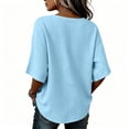thumbnail image 7 of Yteetum 3/4 Length Sleeve Shirts for Women Summer V Neck 3/4 Sleeve Cotton Linen Tops Womens Casual Solid Loose Lightweight Comfy T Shirts, 7 of 7