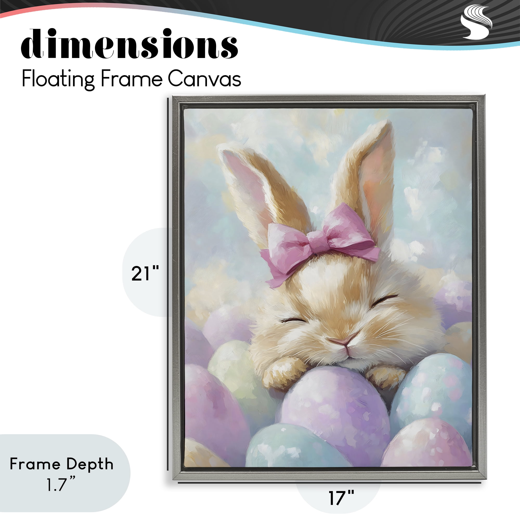 Stupell Industries Sleeping Easter Bunny with Eggs Gray Framed Floater Canvas Wall Art, design by The Prints Vibe