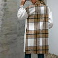 thumbnail image 2 of Womens Coat,Ladies Plaid Long Trench Coat Sherpa Fleece Shacket Jacket Collared Checked Flannel Shacket Longline Button Down Autumn and Winter Overcoat Outwear with Pockets, 2 of 4