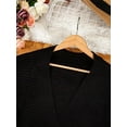 thumbnail image 6 of Women's Plus Size Casual Black V-Neck Ribbed Knit Cardigan - Long Sleeve, Button-Down, Fall & Winter Sizes 0XL-5XL, 6 of 8