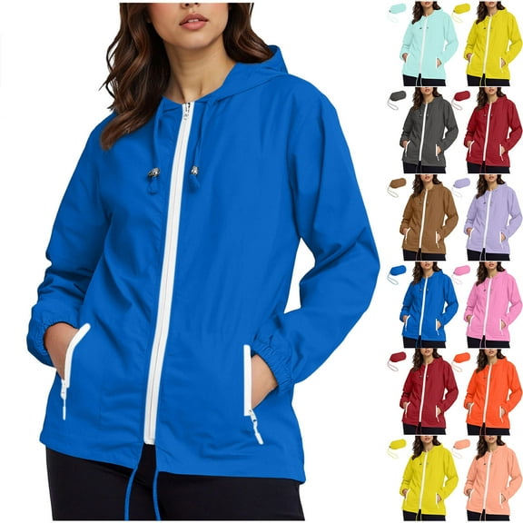 FRSASU Women's Lightweight Hooded Raincoat Waterproof Packable Active Outdoor Rain Jacket with Pocket (Including Storage Bag) Yellow