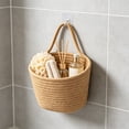 thumbnail image 3 of Fabric Wall Hanging Storage Basket- Small Hanging Basket for Organizing, Woven Pouchs Boho Style Wall Mounted Bag, Storage Organizers and Decoration Pocket Caddy Bins on Door Rack, 3 of 5