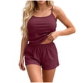 thumbnail image 2 of AherBiu Pajamas Set for Women Soft Comfy Sets Ribbed Cami Tank Tops with Shorts 2 Piece Sleepwear Loungewear, 2 of 5